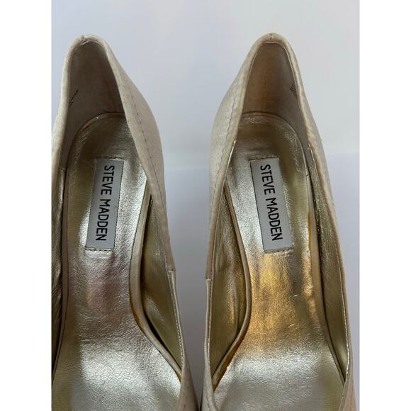 Steve Madden High Heel Shoes Women 8M "Feelixx" Stiletto Gold Satin Bling Party - Picture 5 of 13